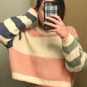 American Eagle Striped Colorblock Sweater